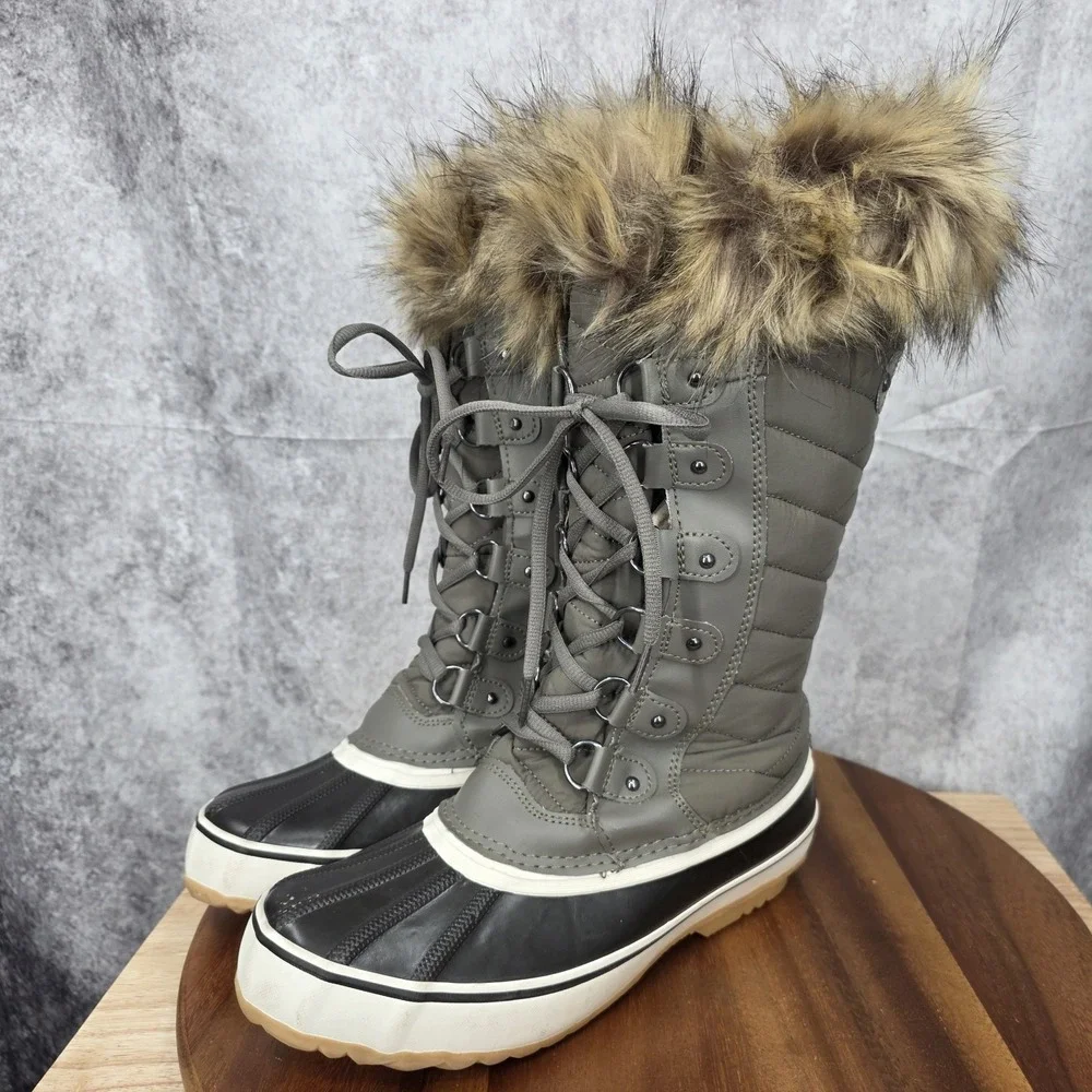 Portland Winter Boots Womens 9 M Cairo Olive Green Faux Fur 200G Waterproof Snow